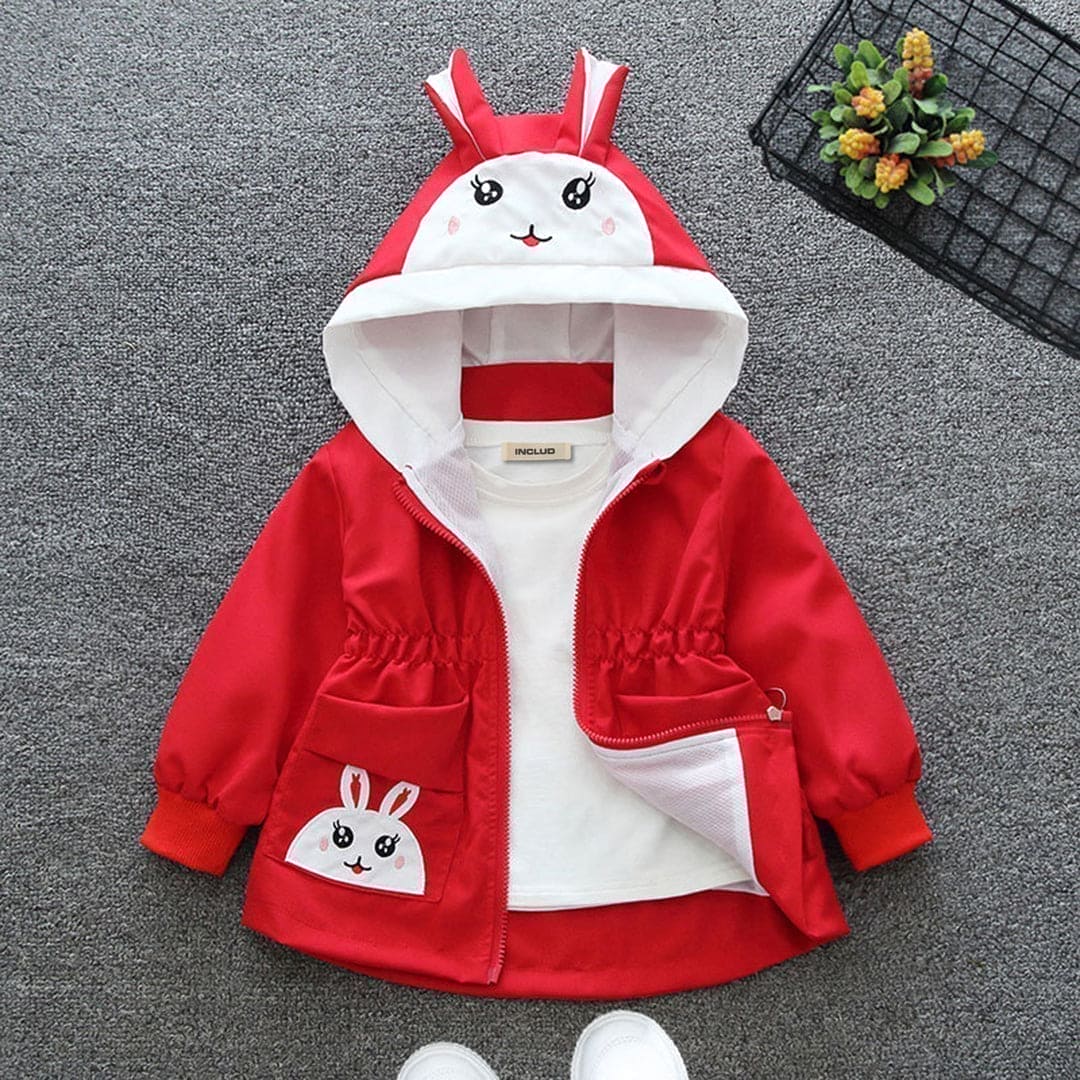 Girls Bunny Hooded Jacket (Copy) Coats & Jackets Red 1-2 Y