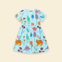 Girls Dinosaur Print Dress Casual Dresses   