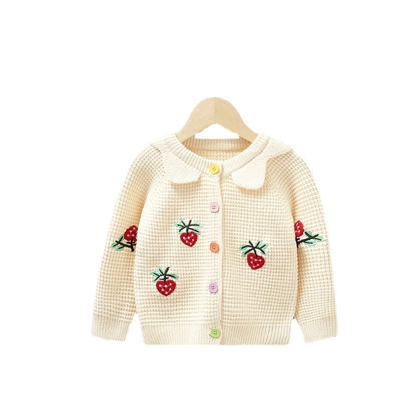 Girls Cardigan with Strawberry Logo Sweaters & Cardigans White 1-2 Y 