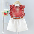 Girls Printed Playsuit with Solid Shorts Sets Red 1-2 Y 