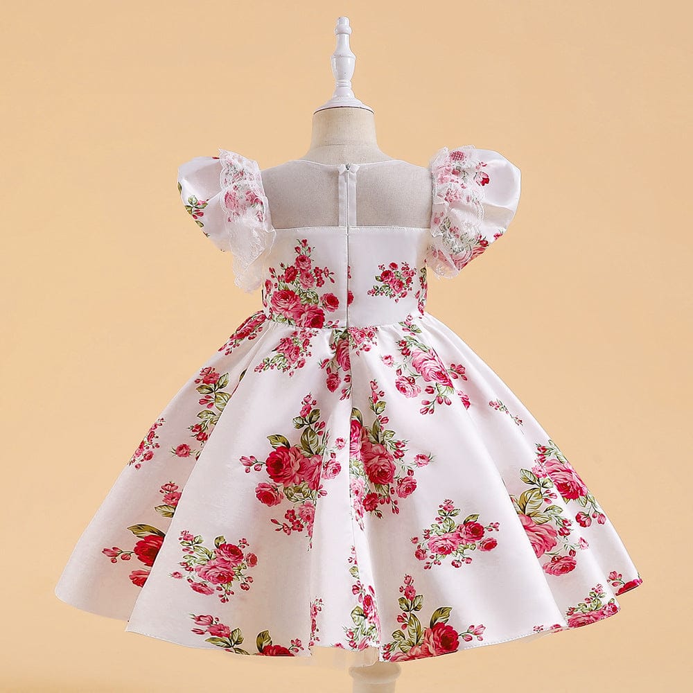 White Printed Frill Dress Casual Dresses   