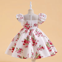 White Printed Frill Dress Casual Dresses   