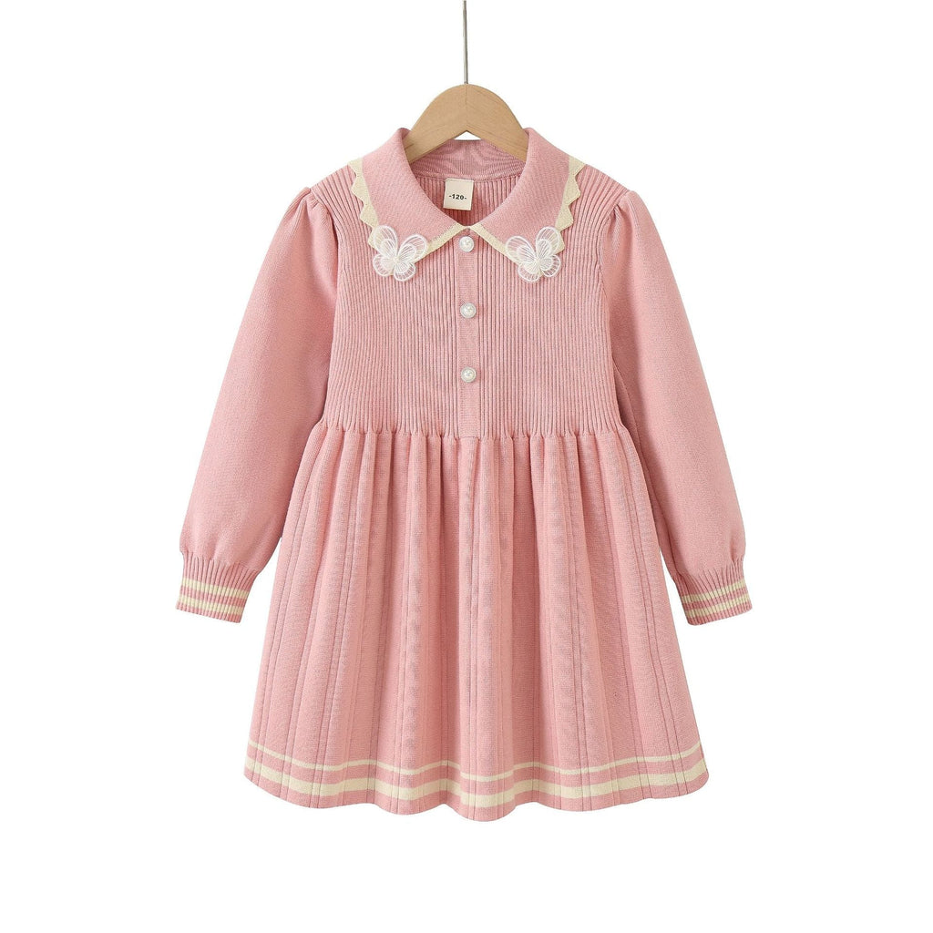 Girls Knitted Dress Casual Dresses Pink 4-5 Y 