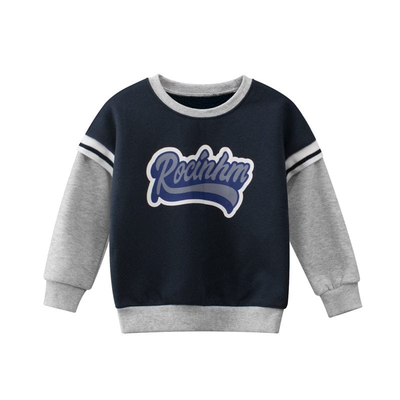 Boys Navy Blue Long Sleeves Solid Sweatshirt Sweatshirts & Hoodies Navy 1-2 Y 