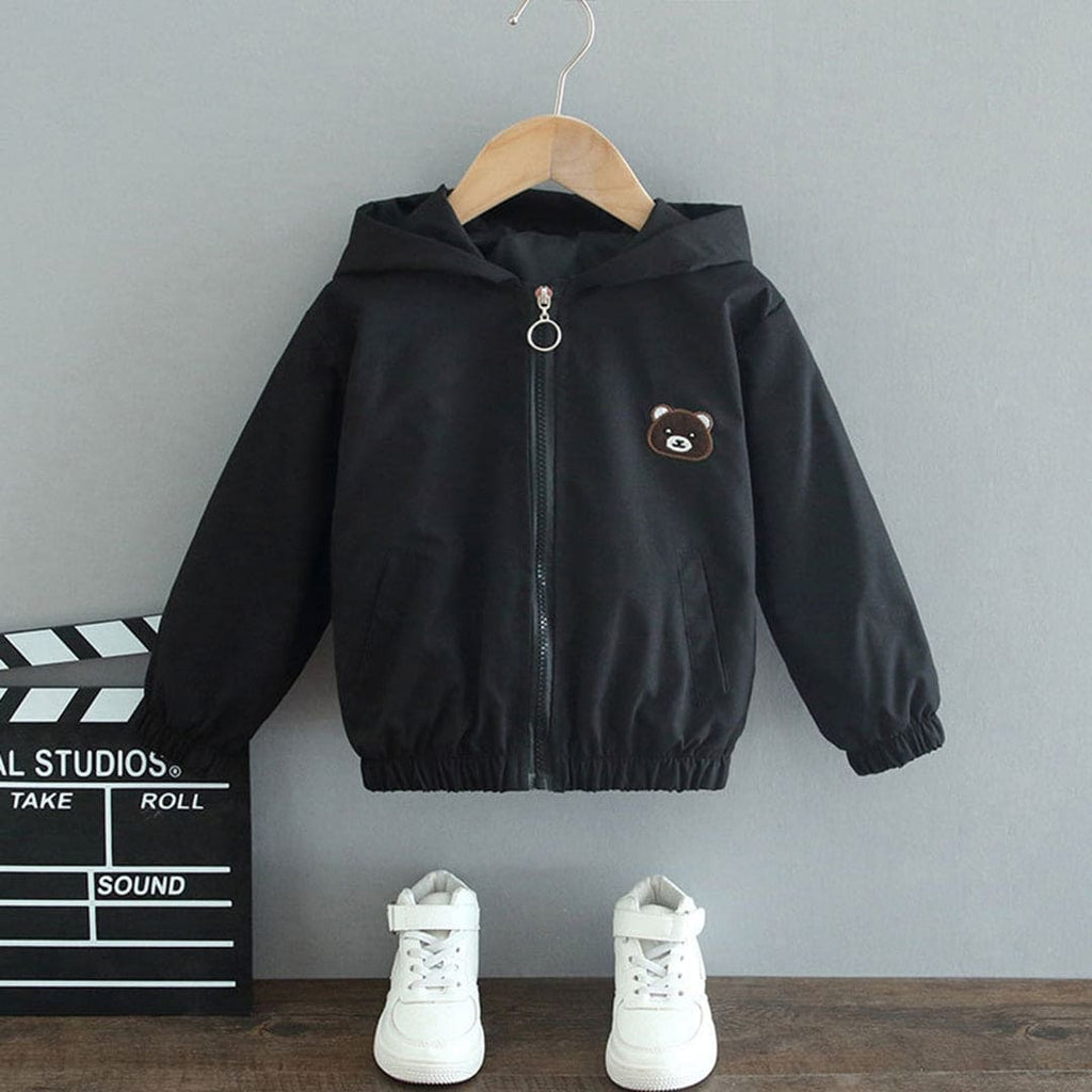 Girls Solid Hooded Jacket