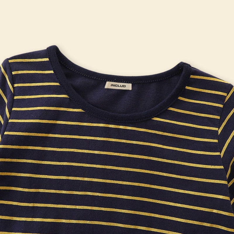 Girls Striped Tulle Overlay Dress Casual Dresses   