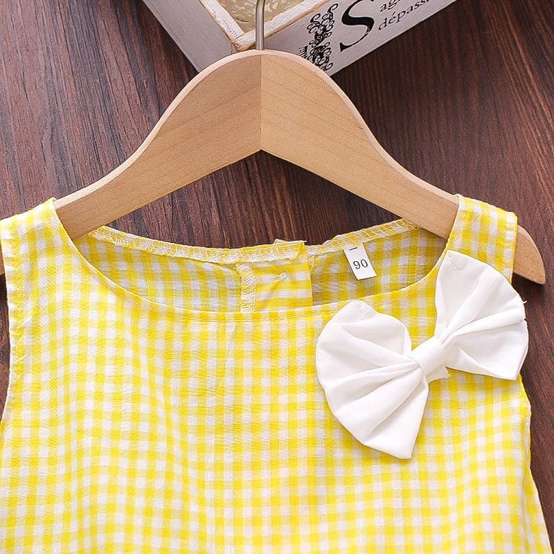 Girls Gingham Check Dress Casual Dresses   