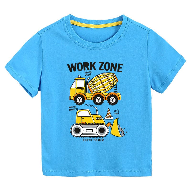 Boys Tshirt with Truck & Crane Print