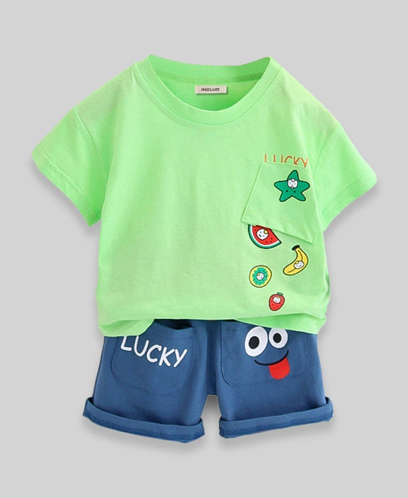 Boys T-shirt with Bermuda Shorts Set Sets Green 1-2 Y 