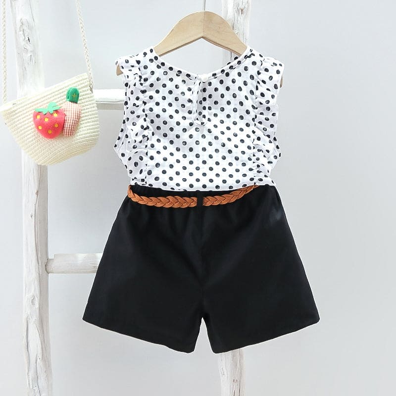 Girls Printed Playsuit with Solid Shorts Sets   