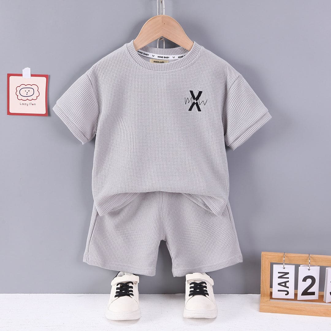 Boys Textured Knit Two Piece Set Sets Grey 1-2 Y