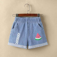Denim Shorts With Applique Shorts Watermelon Print 2-3 Y 