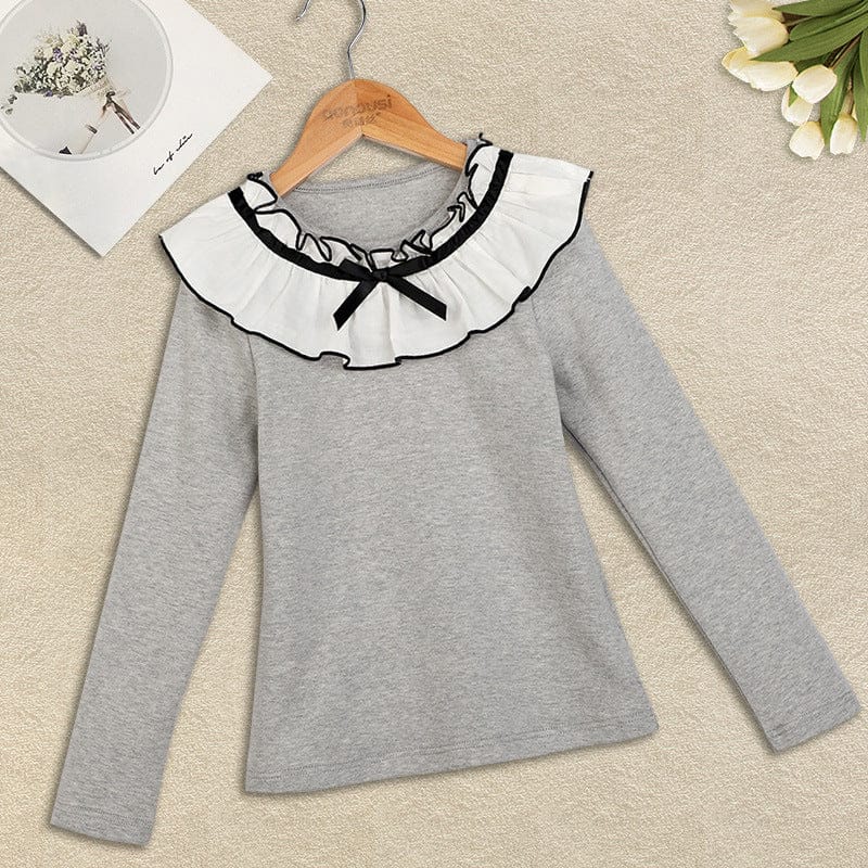 Girls Tshirt Woven Collar Tshirts Grey 4-5 Y 