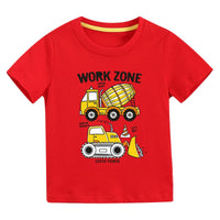 Boys Tshirt with Truck & Crane Print Tshirts Red 4-5 Y 