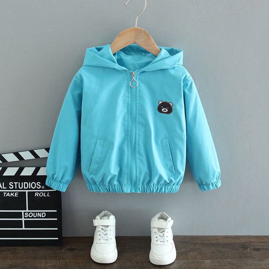 Girls Solid Hooded Jacket Coats & Jackets Blue 1-2 Y 