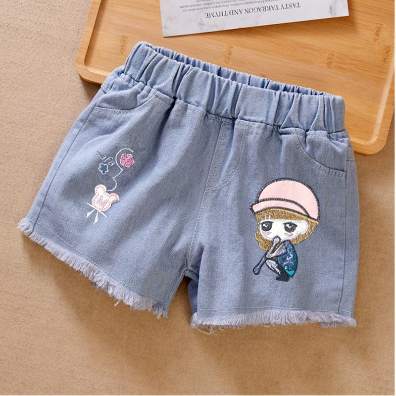 Denim Shorts With Applique Shorts Applique Embroidery 2-3 Y 