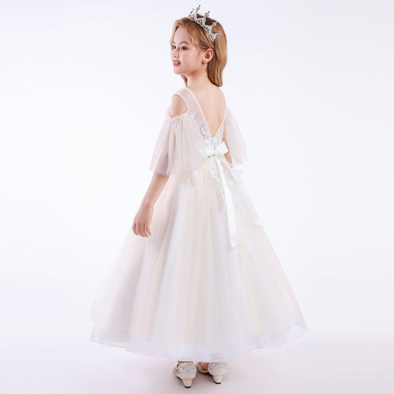 Girls Princess Lace Tulle Gown Casual Dresses   