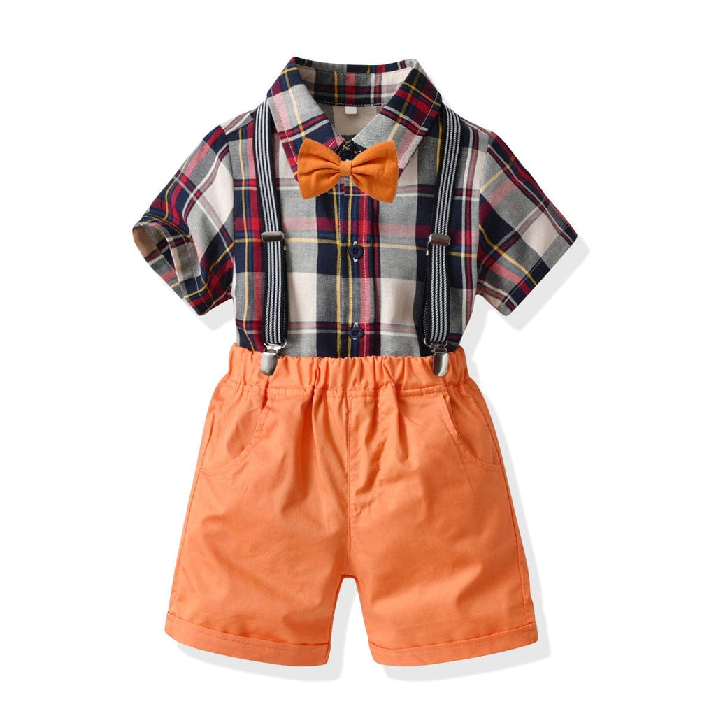 Boys Check Short and Shorts with Suspender Set