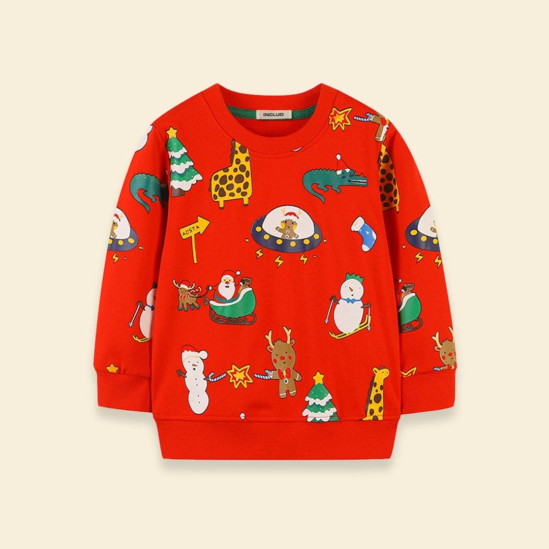 Boys Christmas Print Full Sleeves Sweatshirt Sweatshirts & Hoodies   