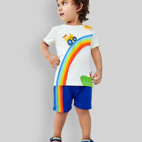 Boys Knitted Two Piece Set with Rainbow Print Sets Multicolor 1-2 Y 