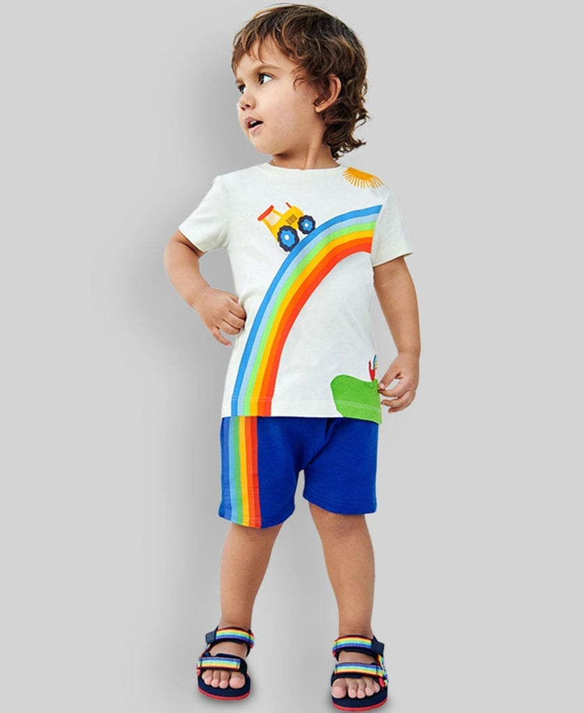 Boys Knitted Two Piece Set with Rainbow Print