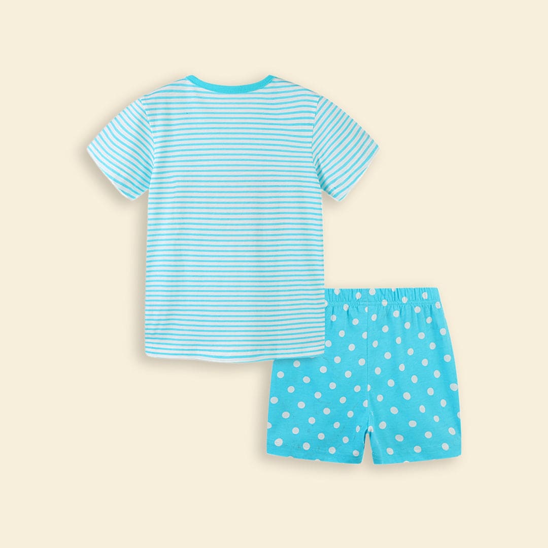 Girls Owl Print T-shirt & Polka Dot Shorts Set Sets   