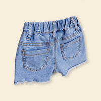Girls Sleeveless Knitted Top With Denim Shorts Sets   