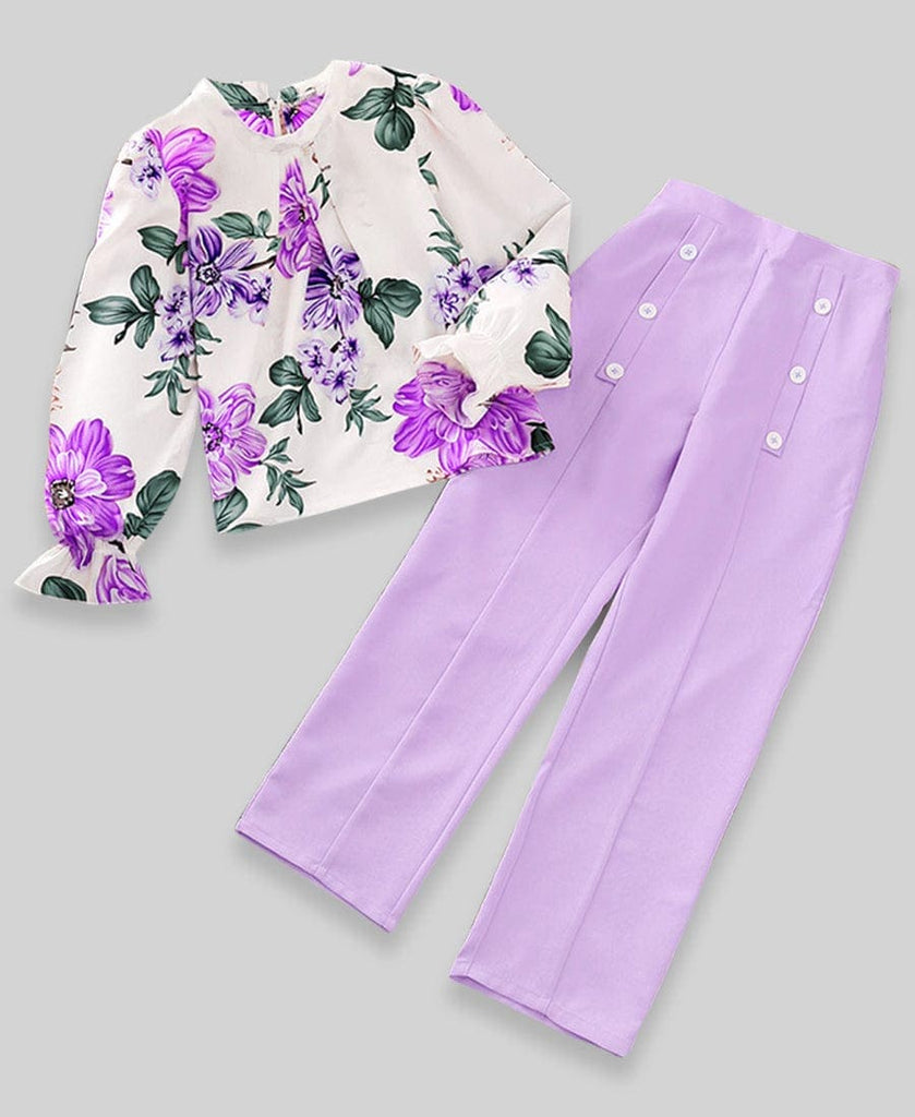 Girls Floral Top with Pant Set
