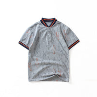 Boys Mandarin Collar Polo Neck Tshirt with Fish Print Tshirts   