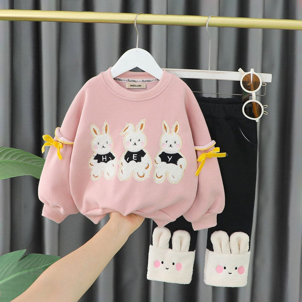 Girls Bunny Patch Sweatshirt with Leggings Set