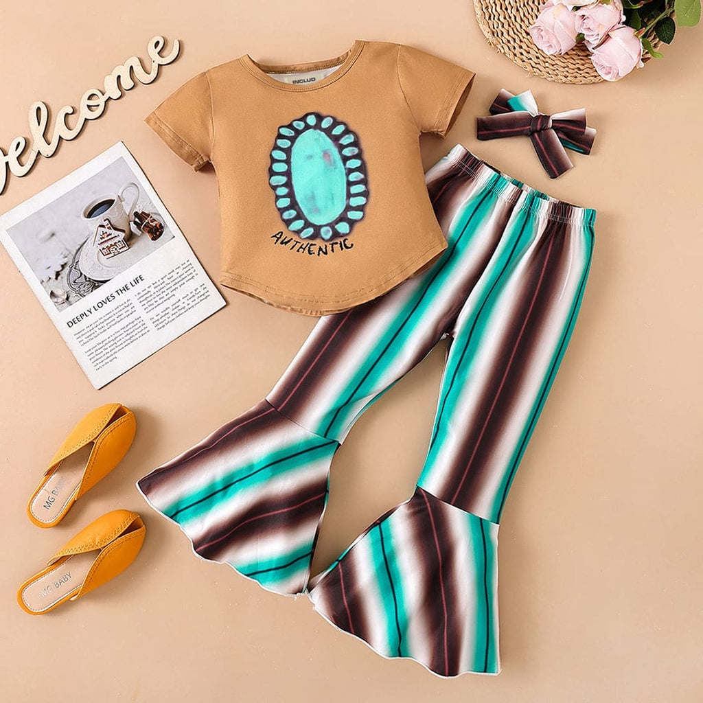 Girls Printed T-shirt & Flared Pants Set Sets