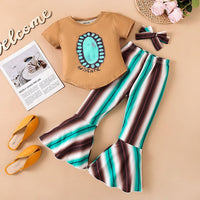 Girls Printed T-shirt & Flared Pants Set Sets