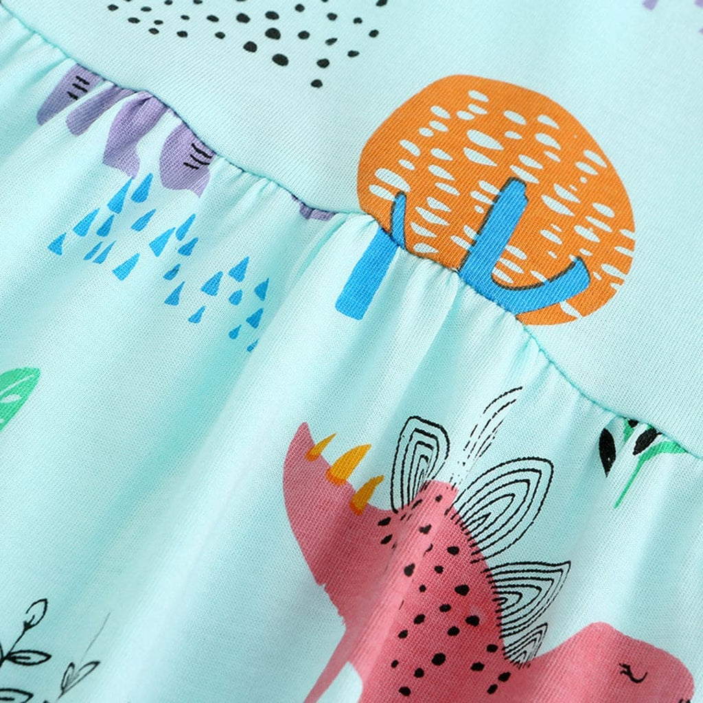 Girls Dinosaur Print Dress Casual Dresses   
