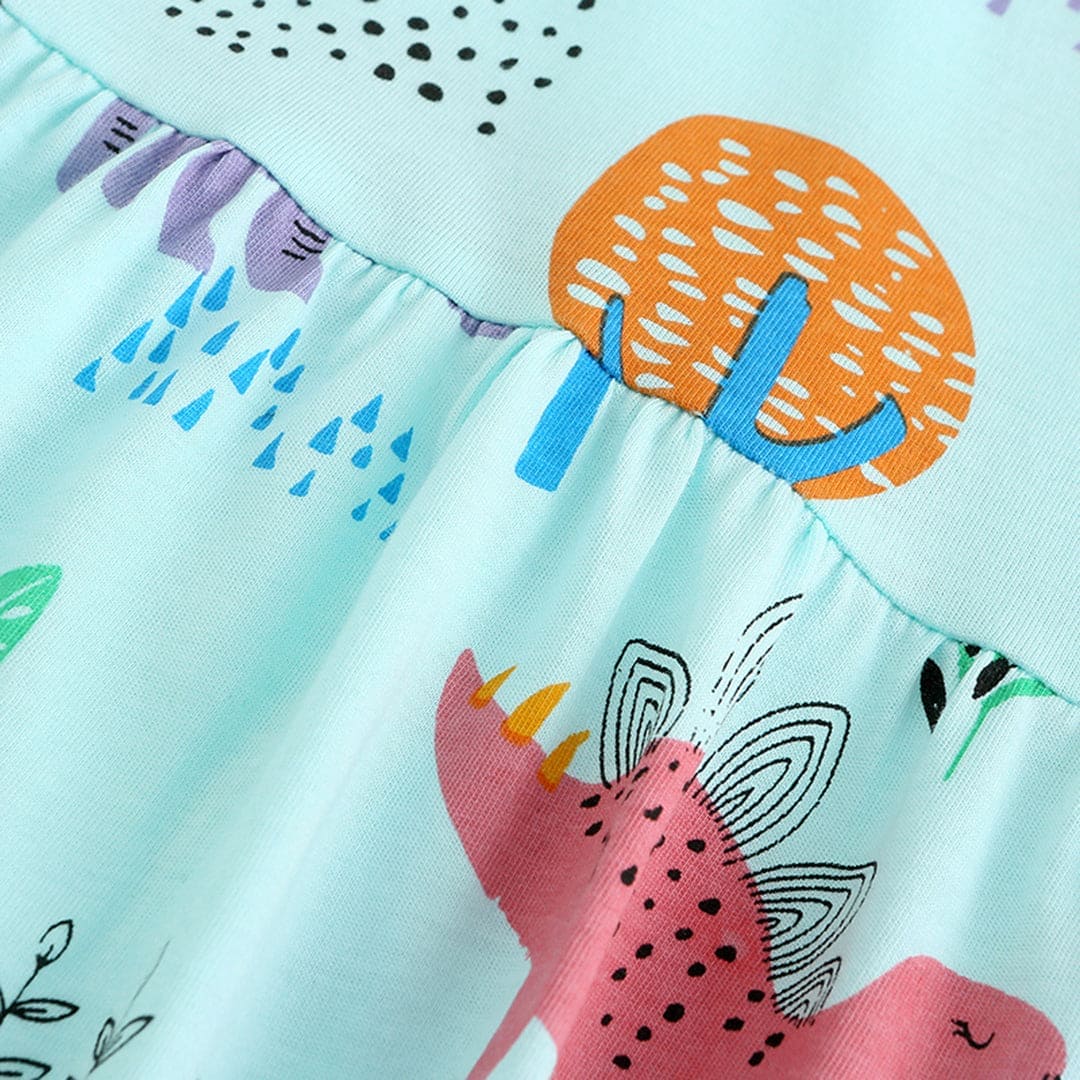 Girls Dinosaur Print Dress Casual Dresses   