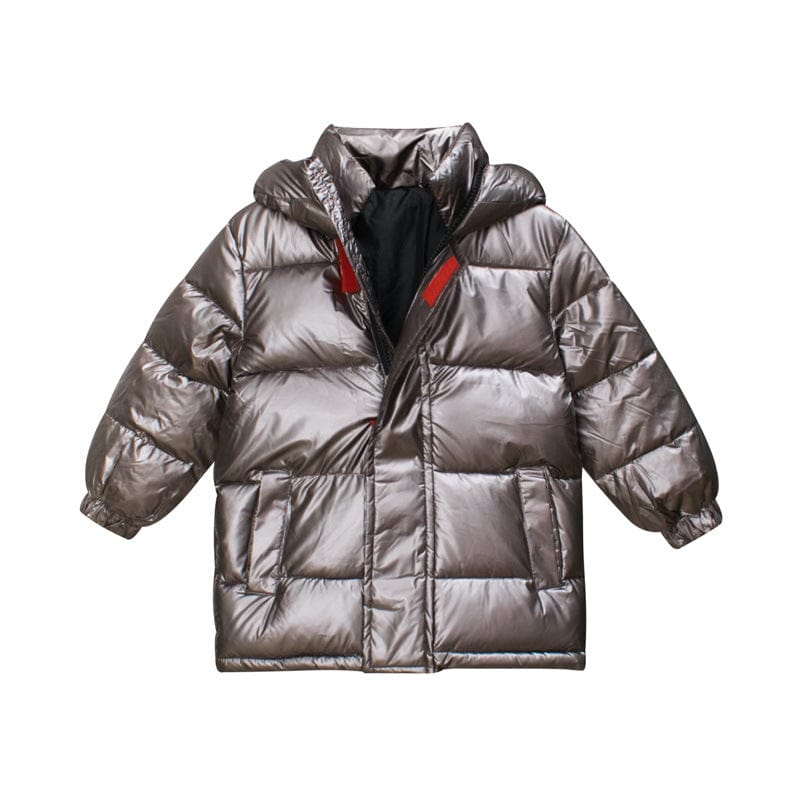 Boys Grey Hooded Solid Solid Long Sleeves Bomber Coats & Jackets   