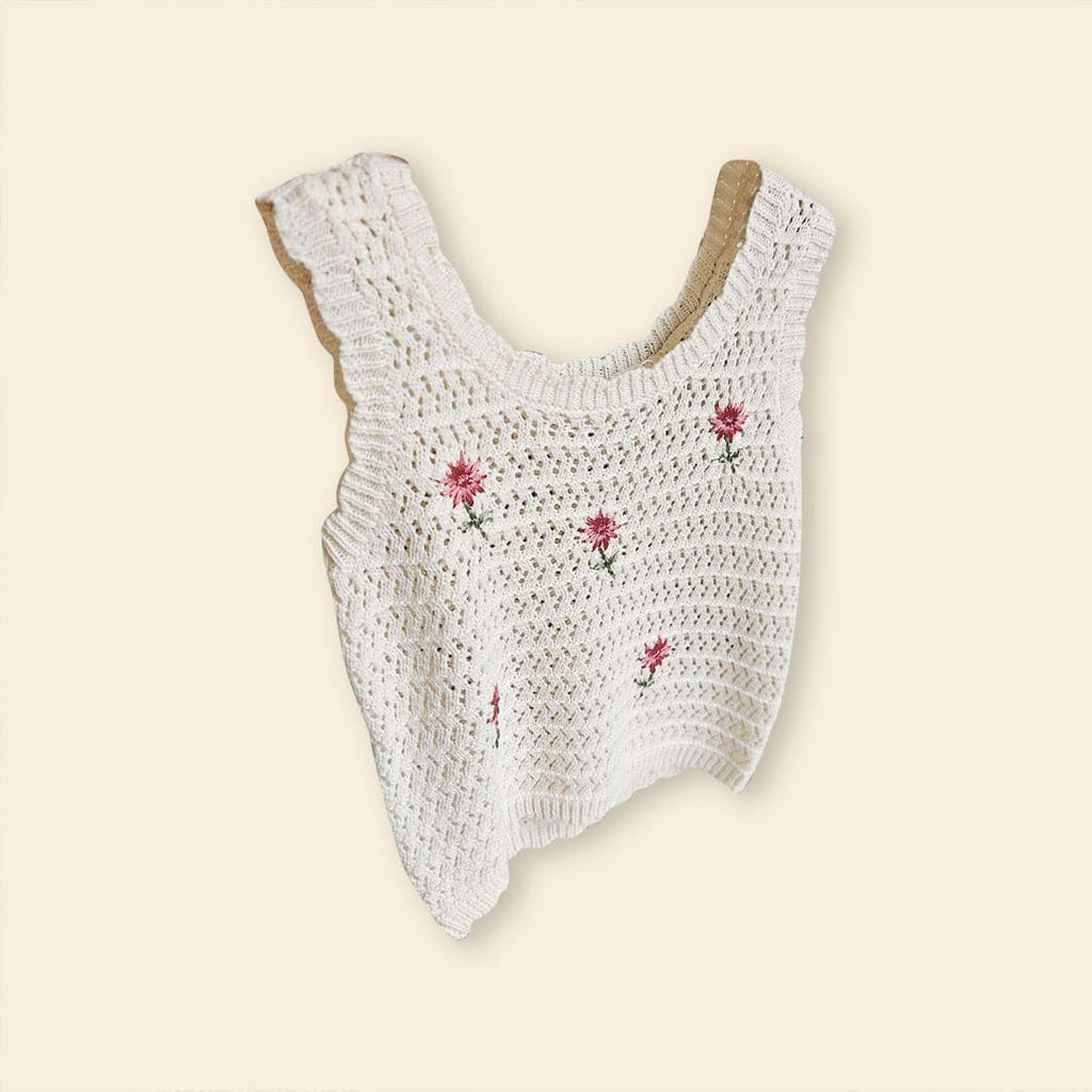 Girls Sleeveless Knitted Top With Denim Shorts Sets   