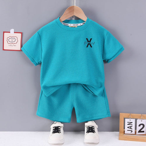 Boys Textured Knit Two Piece Set Sets Blue 1-2 Y 