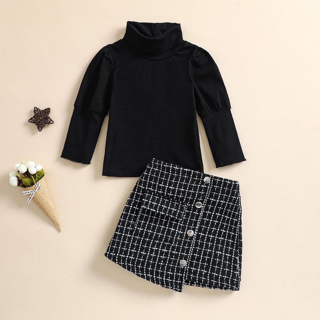 Girls Turtle Neck Top with Pencil Skirt Set