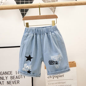 Elasticated Printed Shorts Shorts Denim With Star And Bike 2-3 Y 