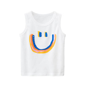 Boys Printed Sleeveless Tank Vests Tshirts Beige 1-2 Y 