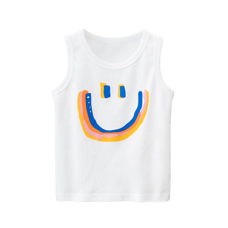 Boys Printed Sleeveless Tank Vests Tshirts Beige 1-2 Y 
