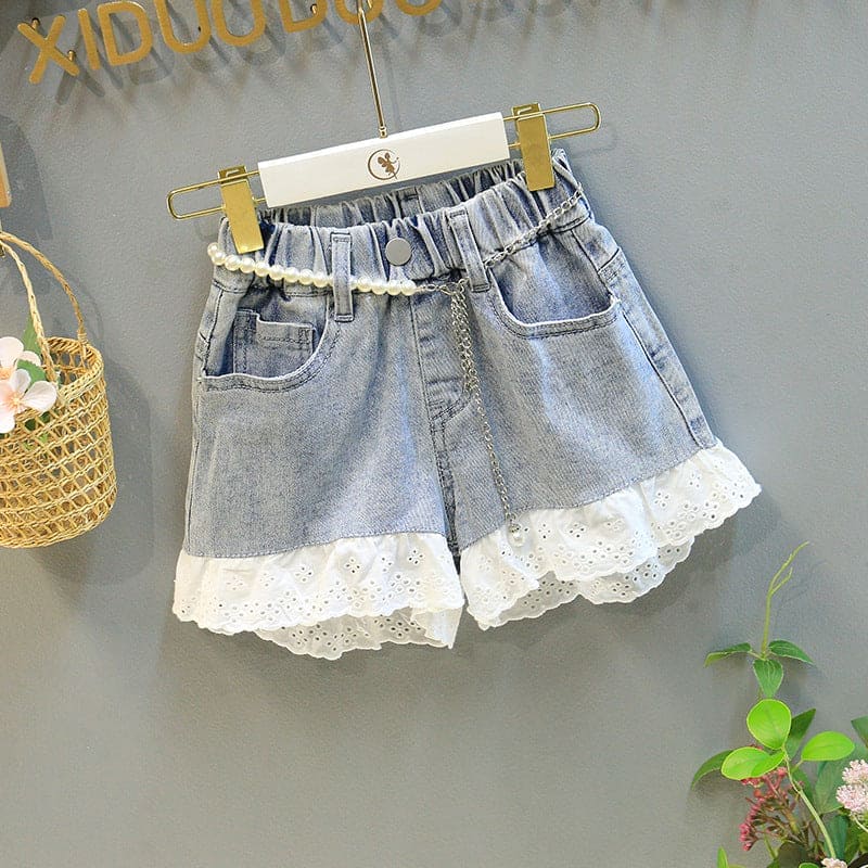 Girls Top with Denim Shorts Set Sets   