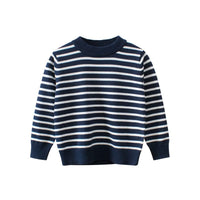 Boys Blue Long Sleeves Striped Sweatshirt Sweatshirts & Hoodies   