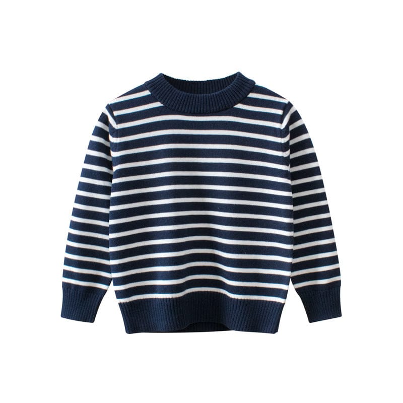 Boys Blue Long Sleeves Striped Sweatshirt Sweatshirts & Hoodies   