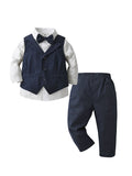 Boys Shirt with Trousers & Waistcoat Set 3 pc. Sets Navy 1-2 Y 