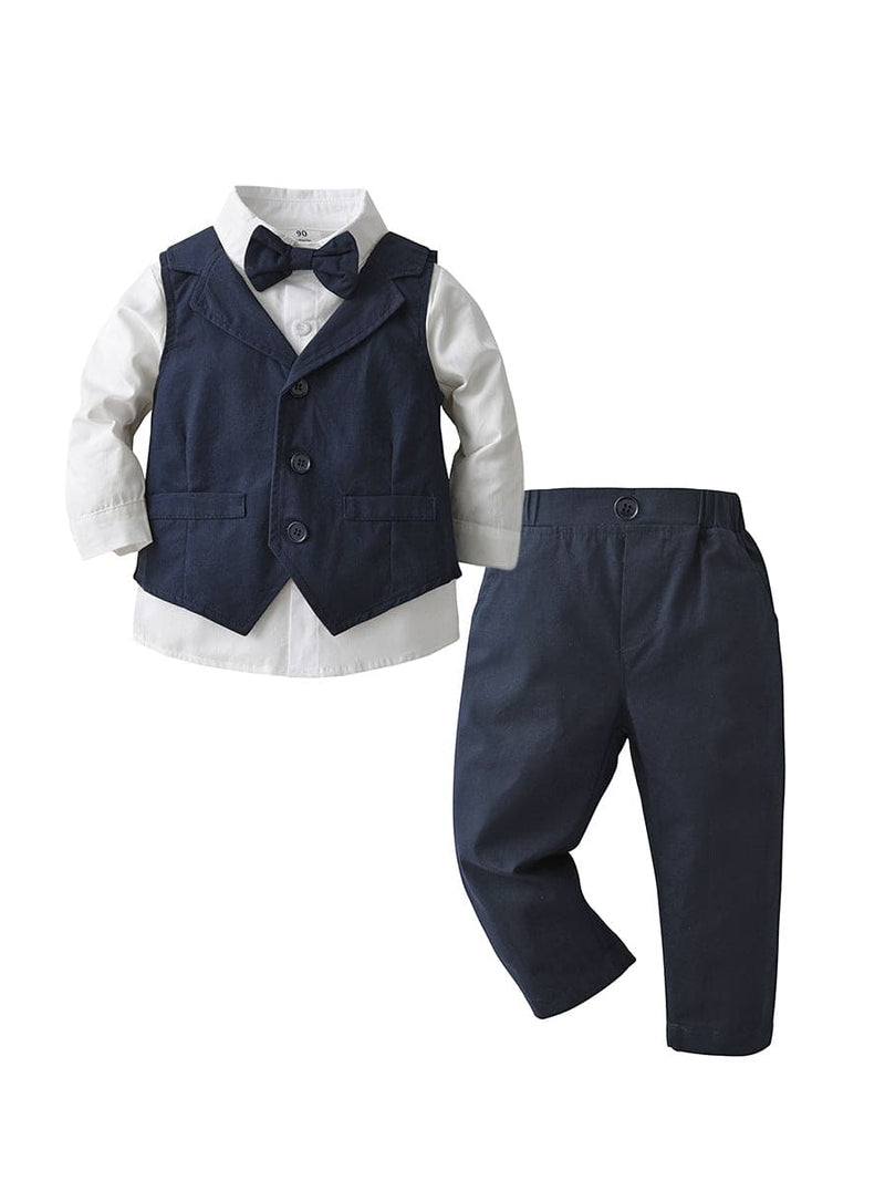 Boys Shirt with Trousers & Waistcoat Set 3 pc. Sets Navy 1-2 Y 