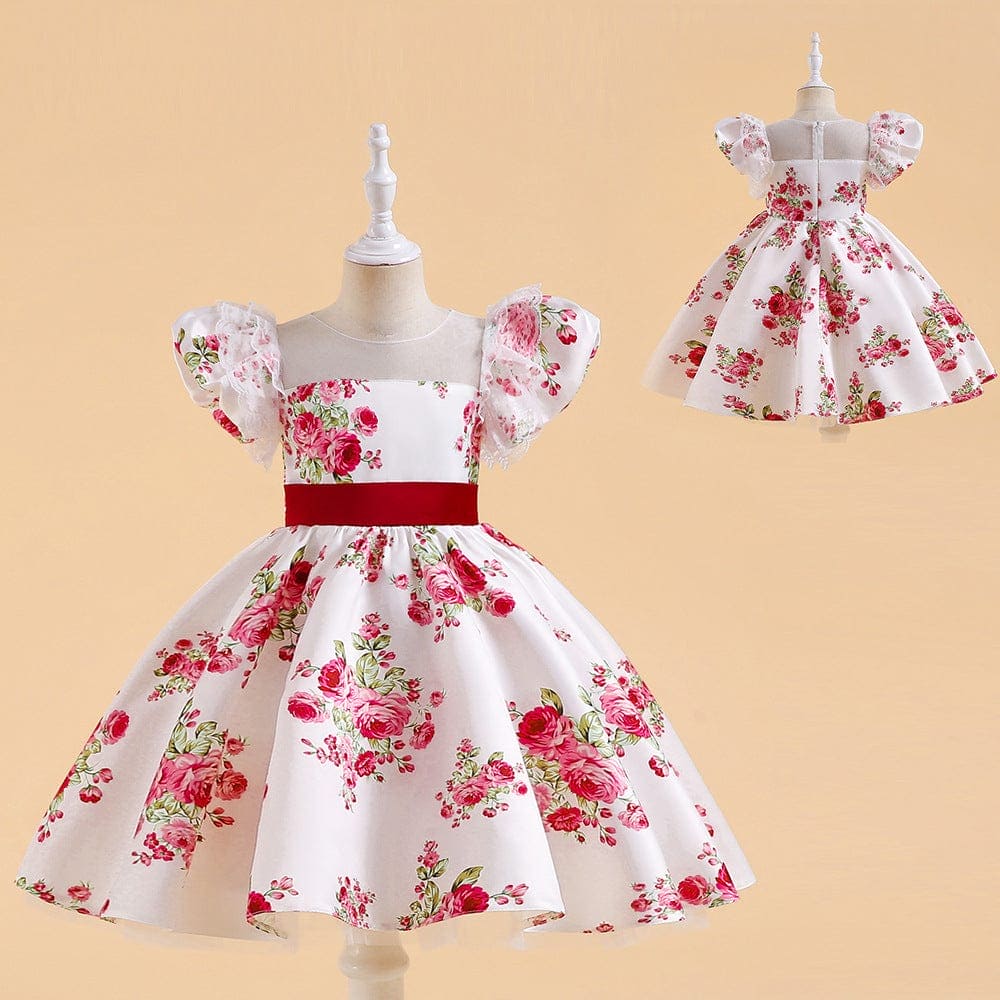 White Printed Frill Dress Casual Dresses   