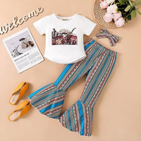Girls Printed T-shirt & Flared Pants Set Sets