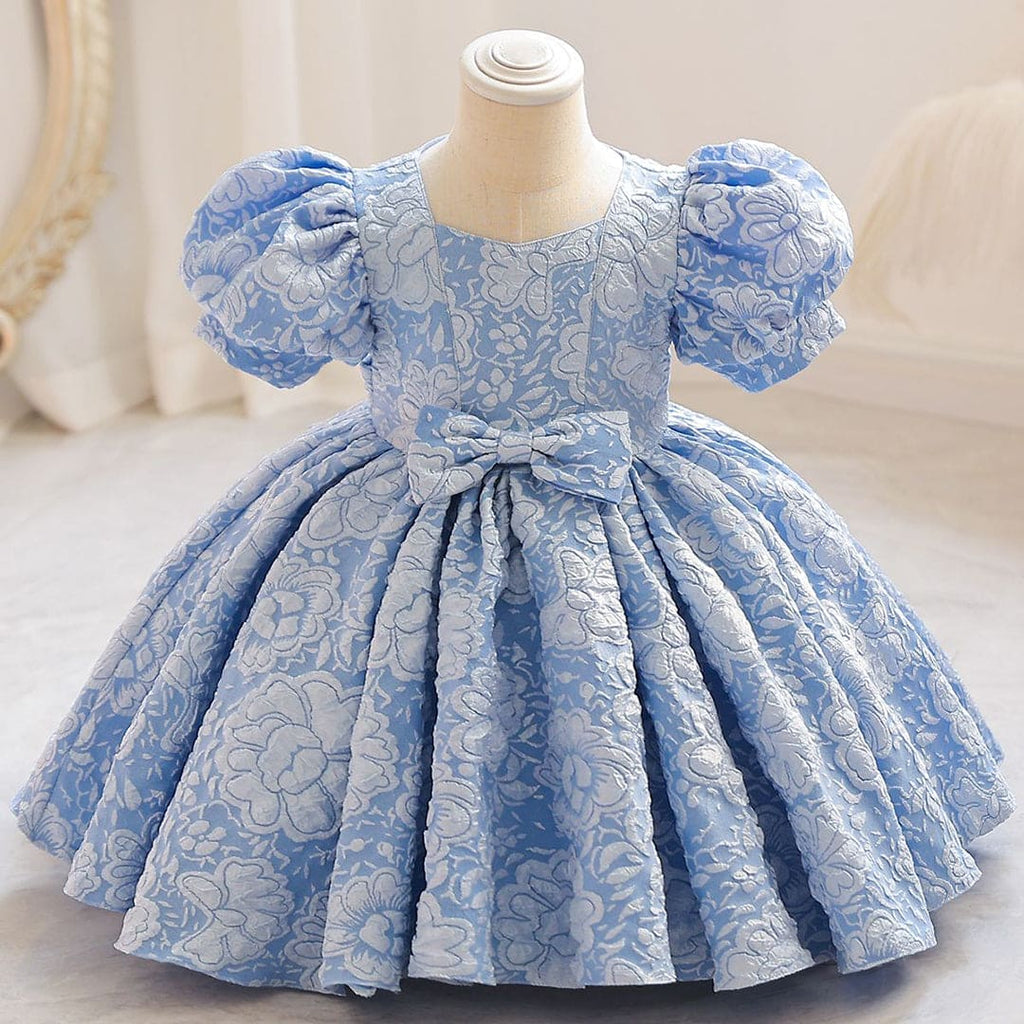 Girls Textured Pleated Party Dress Casual Dresses Blue 1-2 Y 