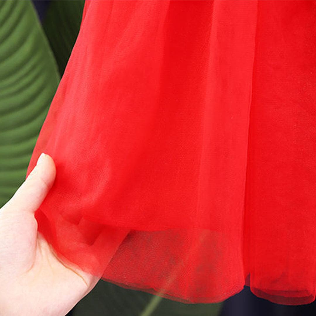 Girls Embroidered Tulle Party Dress Casual Dresses   